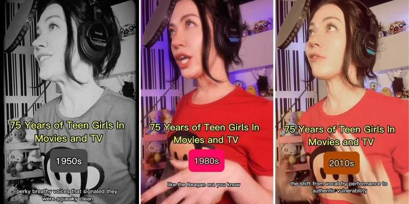 Voice actor demonstrates how teen girls in TV and film have evolved from the 1950s to the 2020s