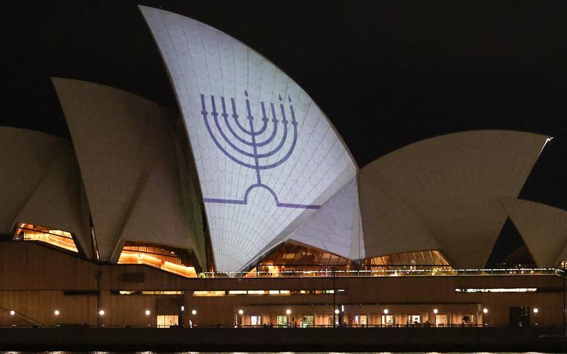 Sydney Opera House lit up with giant menorah in tribute to Bondi Beach attack victims