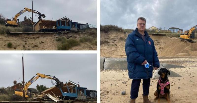 Demolition begins on homes at risk of falling into the sea