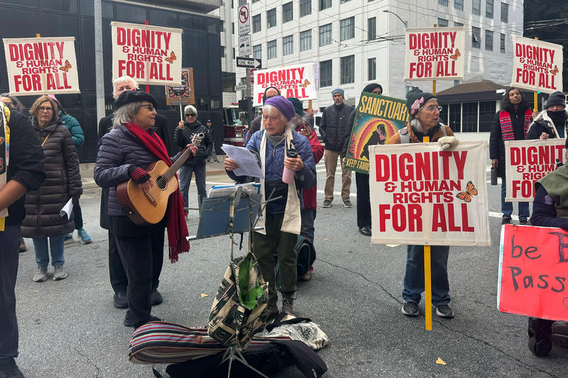 Bay Area faith leaders chain themselves outside SF ICE field office in protest