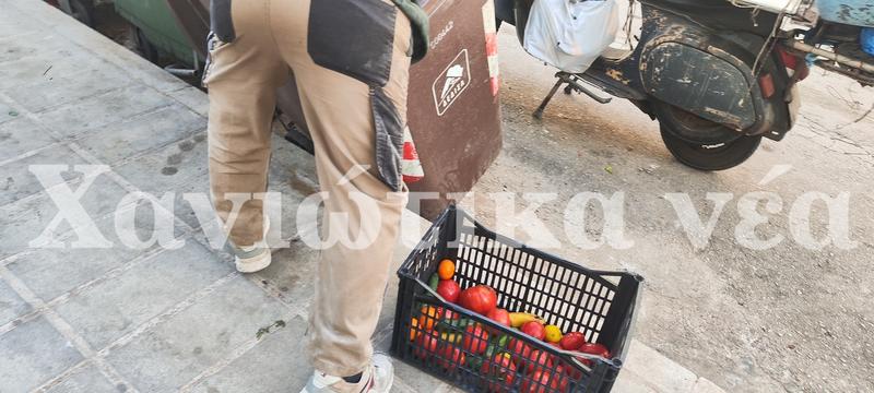 Λαχανικά και φρούτα από τον καφέ κάδο