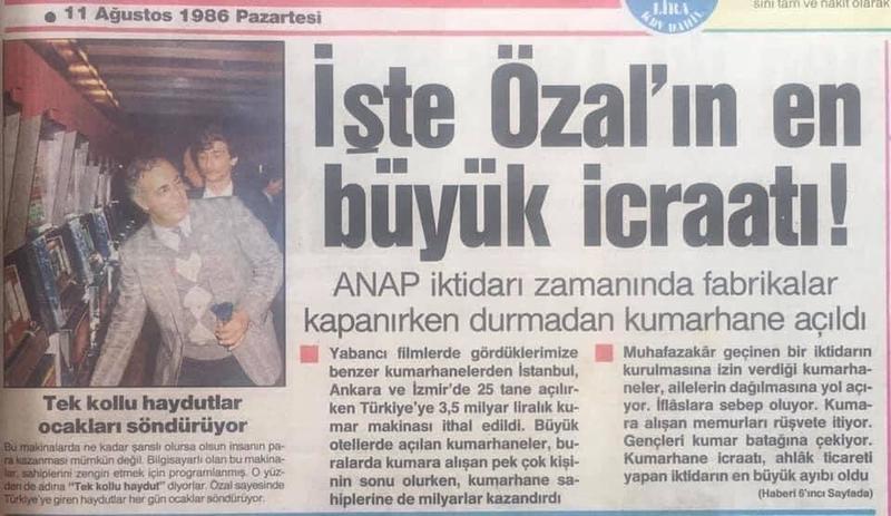 Özal’dan Erdoğan’a değişmeyen kumar politikası