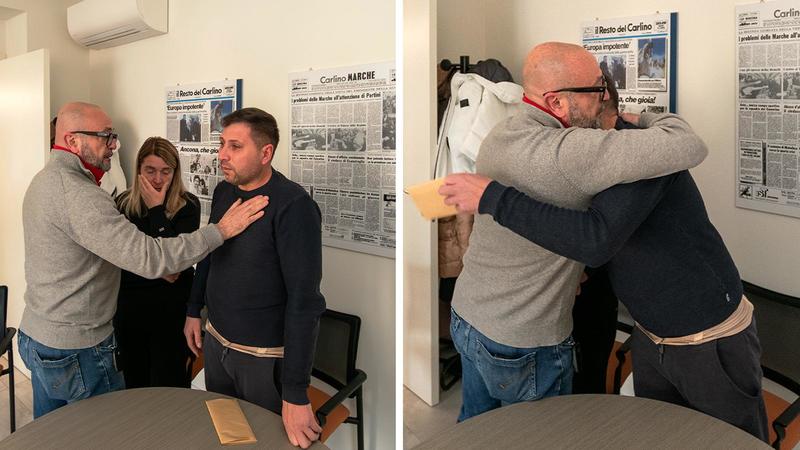 Incontro ed emozioni al Carlino, ecco l’aiuto al papà con 7 euro sul conto: “Questo è un miracolo, grazie”