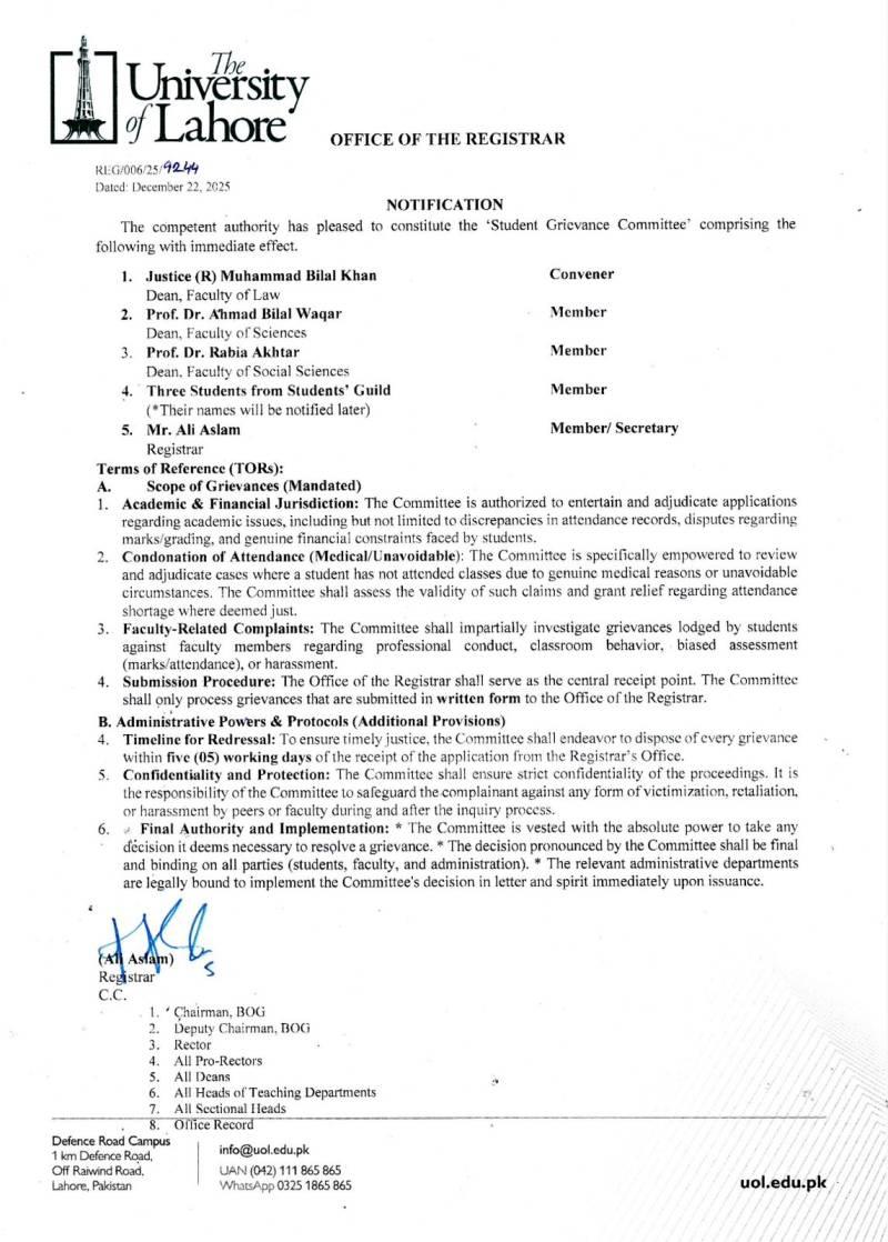 University Of Lahore Responds To Student Protest With Dialogue And Reforms