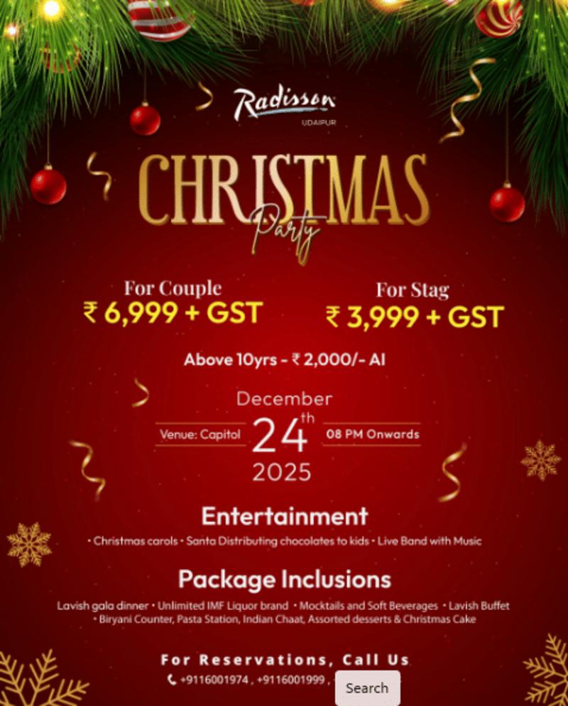 Where to party in Udaipur this Christmas 2025: Best parties, events and staycations