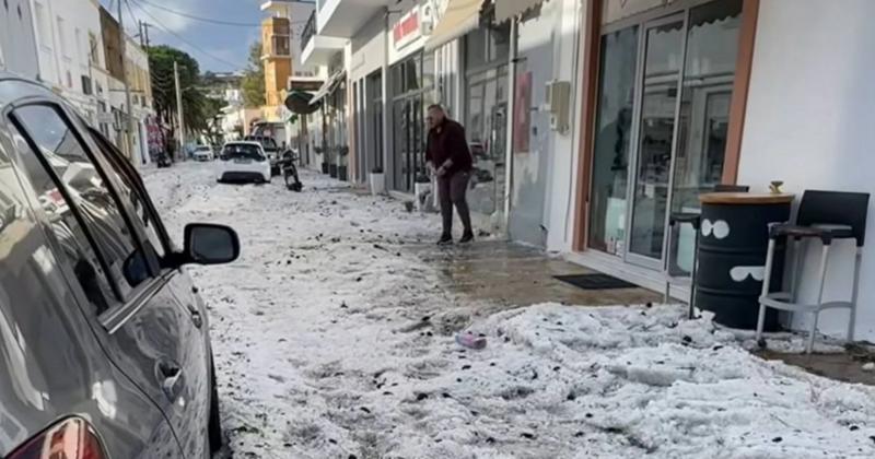 Ισχυρή χαλαζόπτωση στη Λέρο ανήμερα Χριστουγέννων