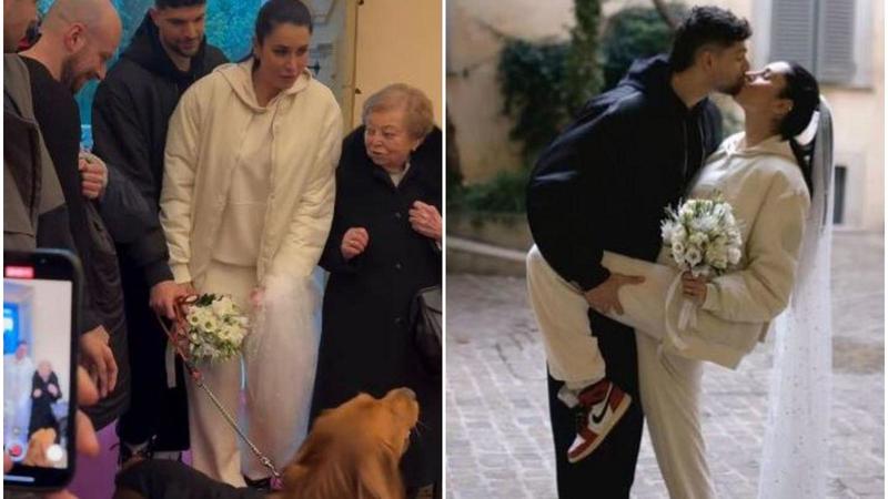 Valentina Vignali e Fabio Stefanini sposi in tuta e sneaker: l’amore scende in campo