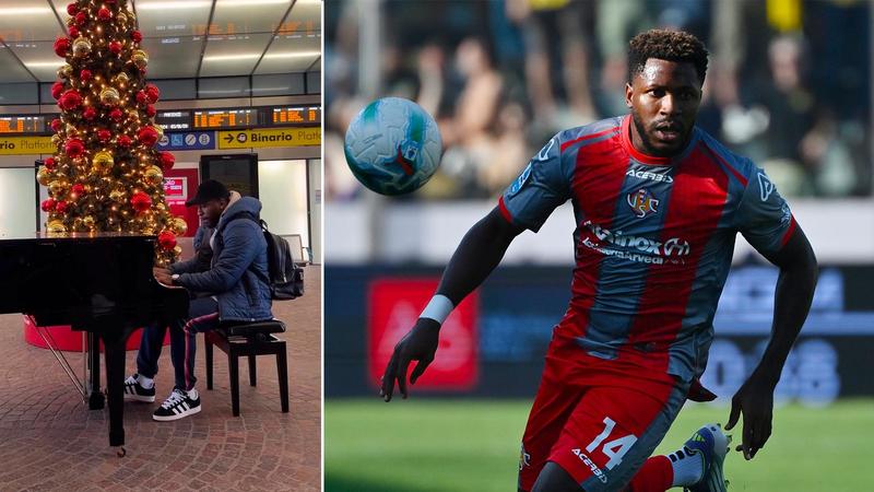 Il calciatore Moumbagna suona il pianoforte in stazione e il video è virale