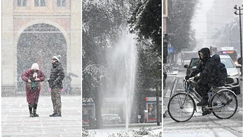 Bologna sotto la neve oggi, fiocchi in città. Disagi sulle strade