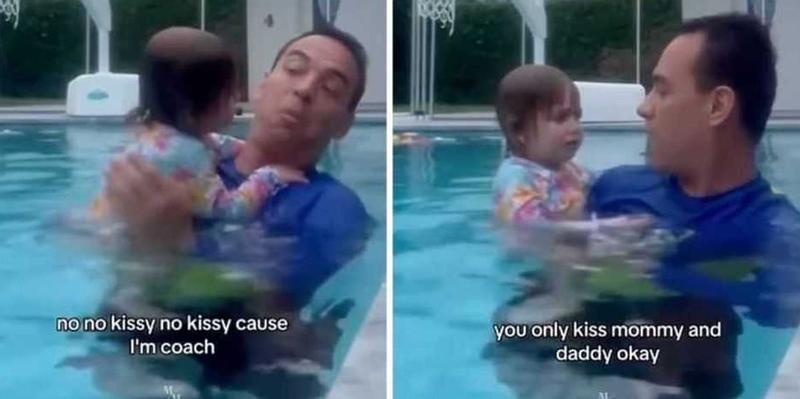 Swim coach's reaction when toddler tried to kiss him is a masterclass in teaching boundaries