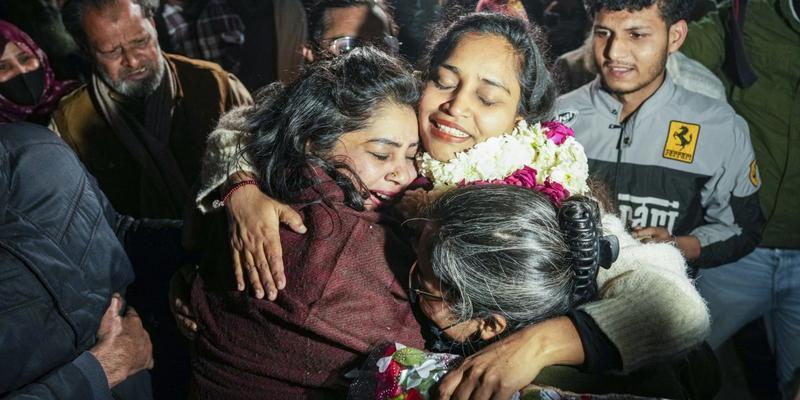In Photos and Videos: Gulfisha Fatima, Meeran Haidar, Mohammad Saleem Khan, and Shifa Ur Rehman Walk Out of Jail