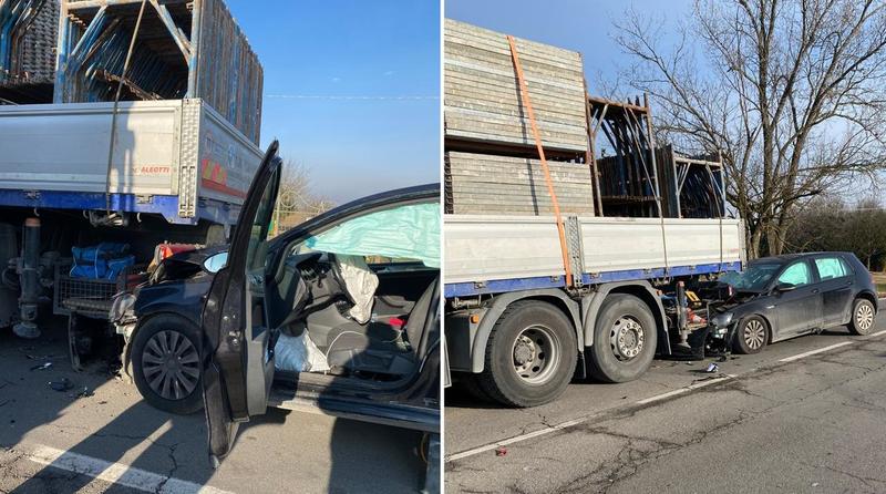 Auto tampona un camion a San Possidonio: 63enne ferita e strada chiusa per due ore