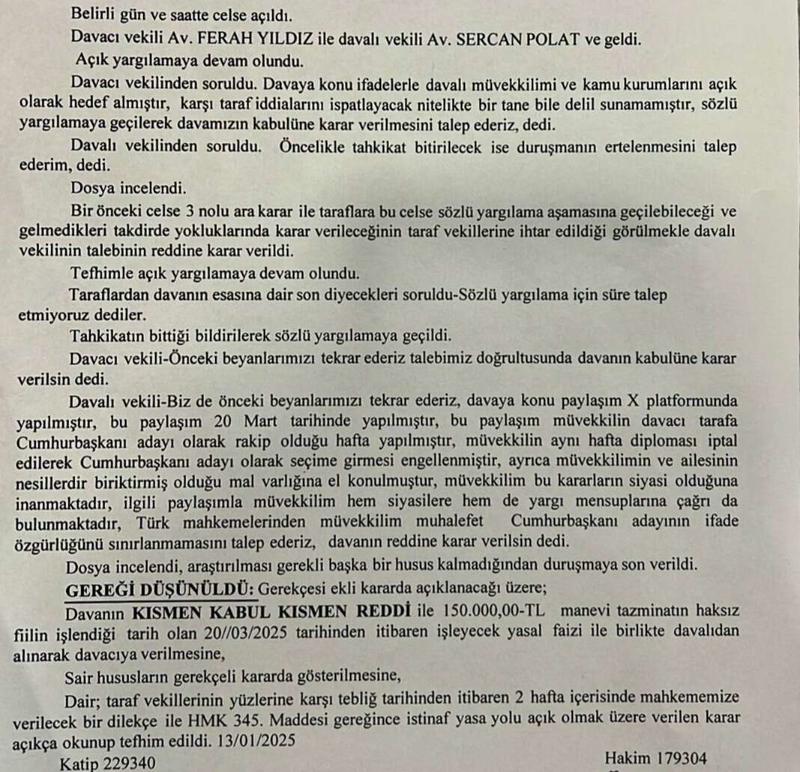 Erdoğan başvurdu İmamoğlu'na para cezası kesildi: 150 bin lira ödeyecek