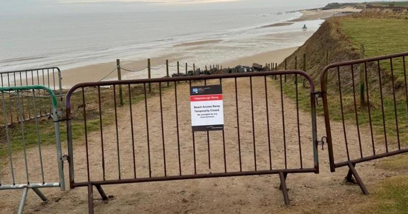 Beach ramp blocked off after Storm Goretti