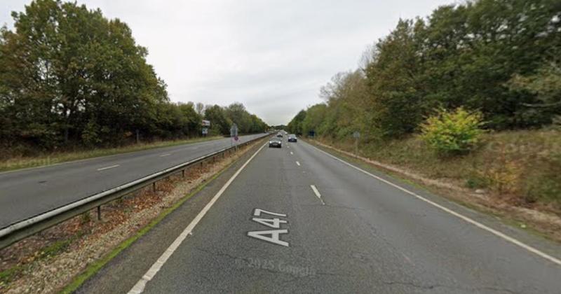 Part of A47 partially blocked due to obstruction
