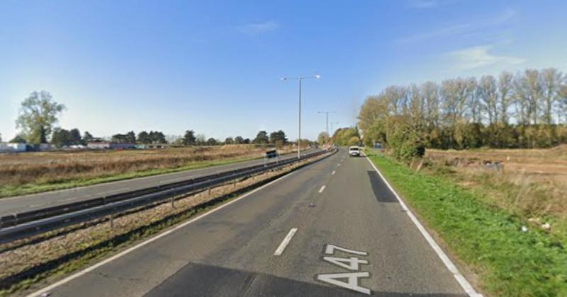 Part of A47 closed after crash