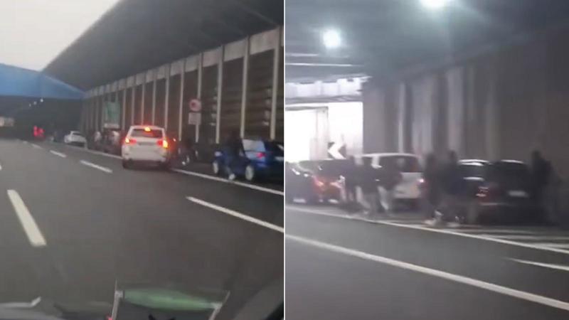 Scontri tra tifosi in A1 a Bologna, spranghe contro le auto. Faccia a faccia violento tra ultras di Fiorentina e Roma