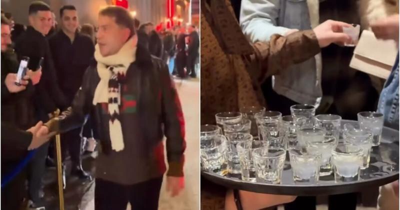 Γιώργος Μαζωνάκης: Κέρασε σφηνάκια το κοινό του που περίμενε στο κρύο (Βίντεο)